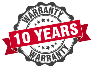 10 years warranty stamp. sign. seal