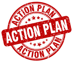 action plan red grunge stamp