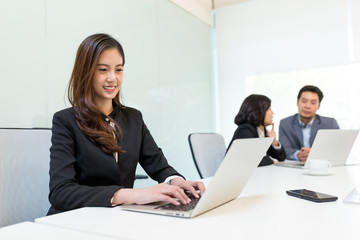 Business partners discussing plans or ideas at meeting