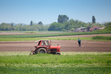 Tractor cutting lucerne