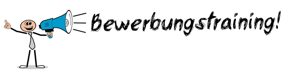 Fototapeta premium Bewerbungstraining! / Mann mit Megafon