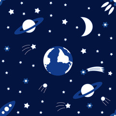Vector seamless background to the holiday International Day Of Human Space Flight. Illustration for celebration design.