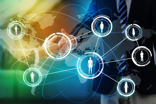 worldwide business network concept, social networking service, abstract image visual