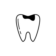 Caries tooth line icon, Dental and medicine, sick tooth vector graphics, a linear pattern on a white background, eps 10.