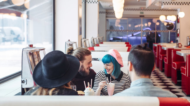 Freinds Chutting at Diner