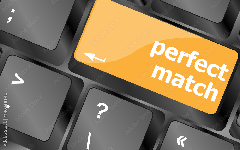 Aufkleber perfect match, keyboard with computer key button