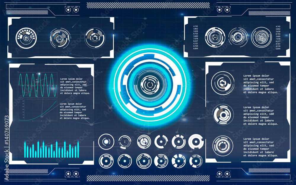 Aufkleber futuristic user interface. element user interface. hud. hi-tech main. blue elements
