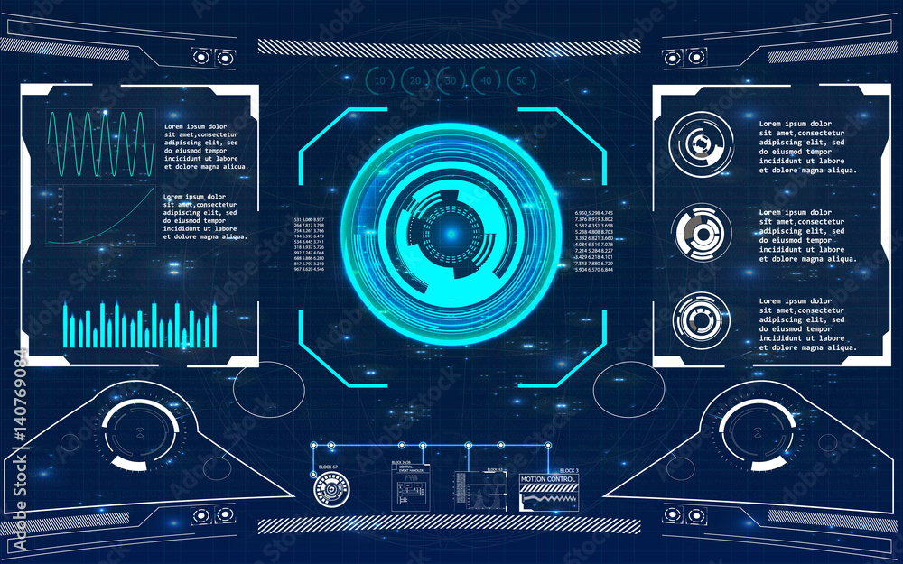 Aufkleber futuristic user interface. element user interface. hud. hi-tech main. blue elements