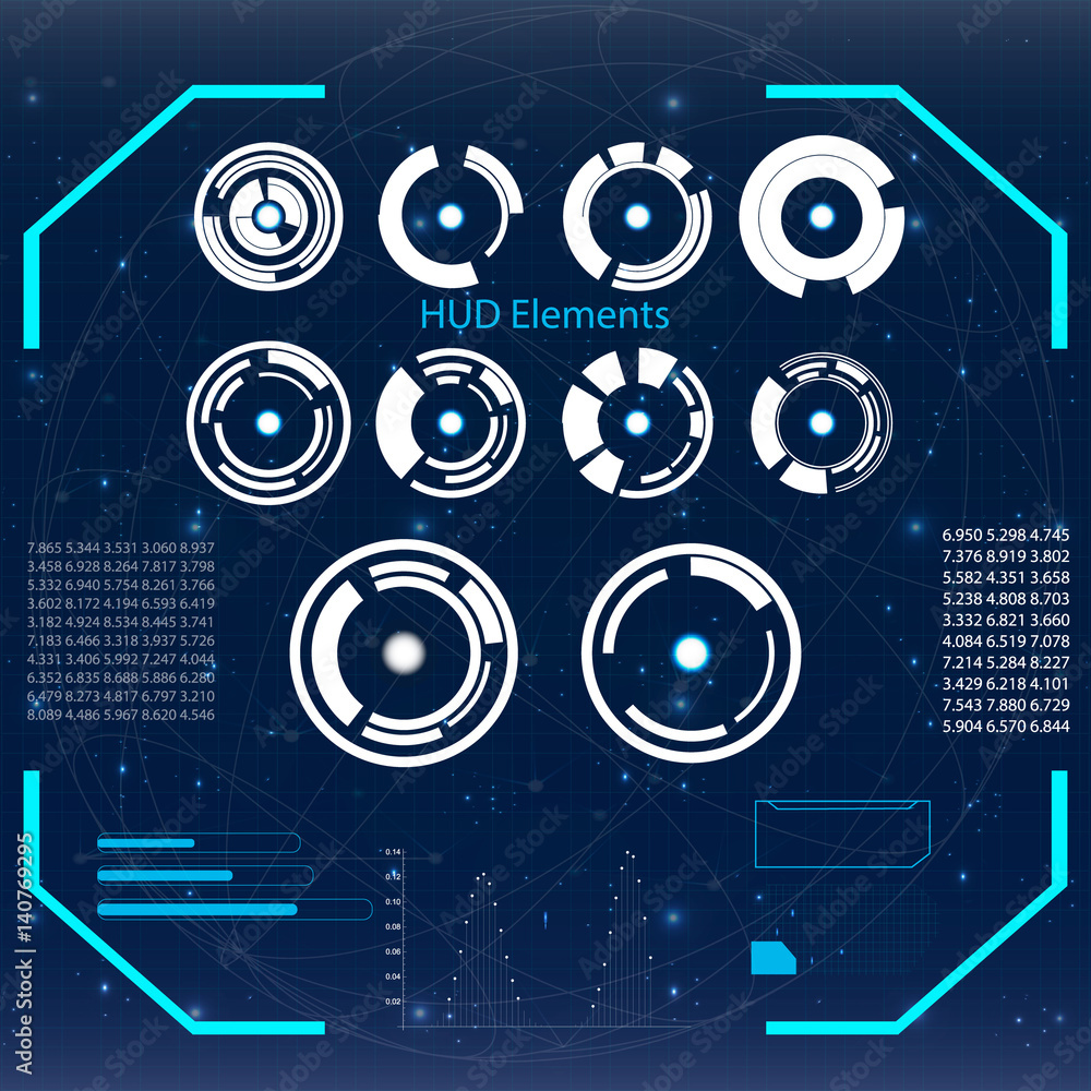 Aufkleber hud ui for business app. futuristic user interface hud and infographic elements. abstract virtual gr