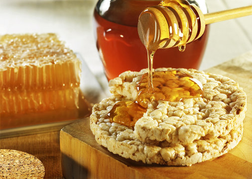 rice pancakes with honey