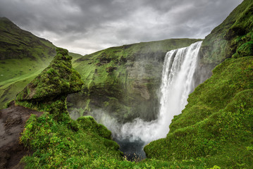 Skogafoss waterfall in southern Iceland from above © Nick Fox