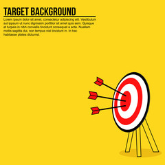 Arrows on a target board in minimalist style with copy space
