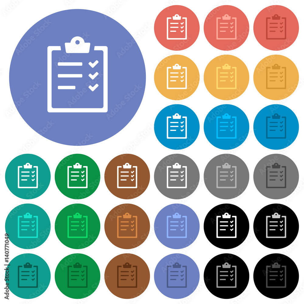 Poster task list round flat multi colored icons