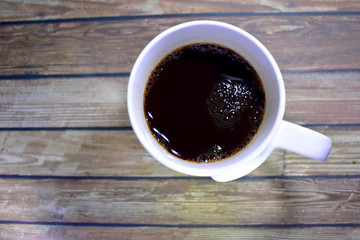 High angle shot of a cup of coffee