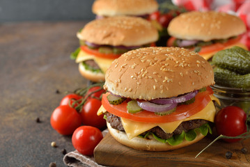 Traditional homemade cheeseburger