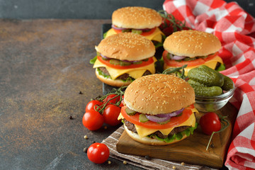 Traditional homemade cheeseburger