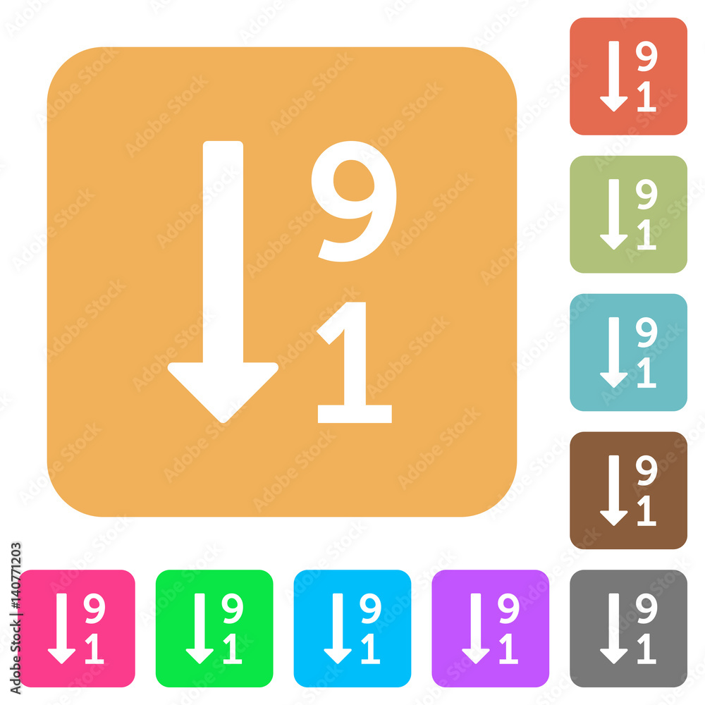 Poster descending numbered list rounded square flat icons