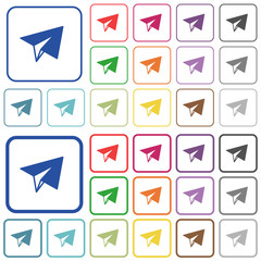 Paper plane outlined flat color icons