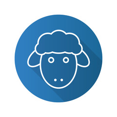 Easter lamb flat linear long shadow icon
