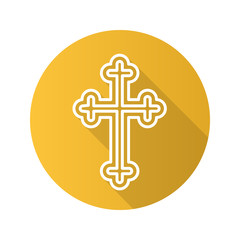 Christian crucifix flat linear long shadow icon