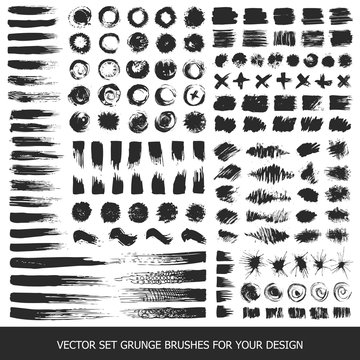 Grunge stripes mega set. Black labels, paint texture. Brush strokes vector. Background handmade design elements.