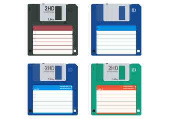 Front side of floppy disc with space for text. Flat vector.