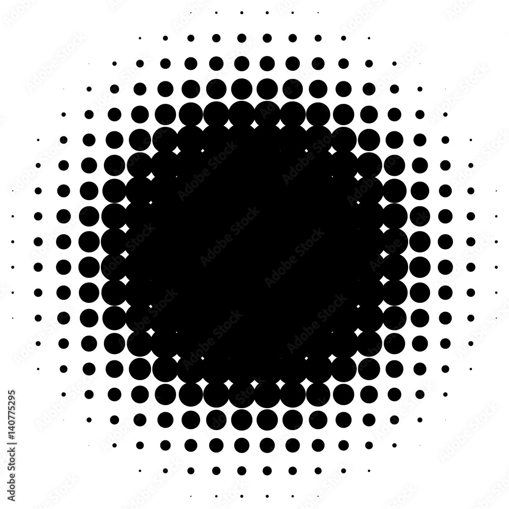 Aufkleber Circle halftone element. Monochrome dotted circular pattern.
