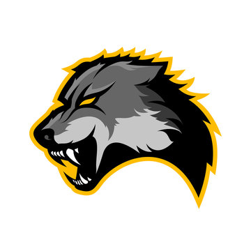Furious wolf sport vector logo concept isolated on white background. Modern predator professional team badge design.
Premium quality wild animal t-shirt tee print illustration.