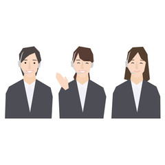 サポートセンター・コールセンターのオペレーター受付女性のシンプルなベクターイラスト素材