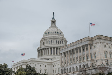 U.S. Capitol with Three Flags