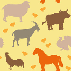 Seamless pattern with farm animals