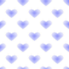 Seamless pattern with red halftone heart