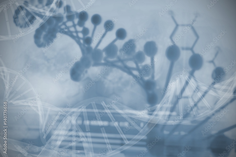 Poster panoramic view of dna helix pattern on screen