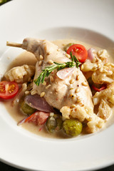 Rabbit Stew with Vegetables and Sour Cream