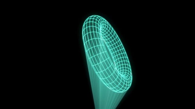 Abstract Shape Element in Wireframe Hologram Style. Nice 3D Rendering
