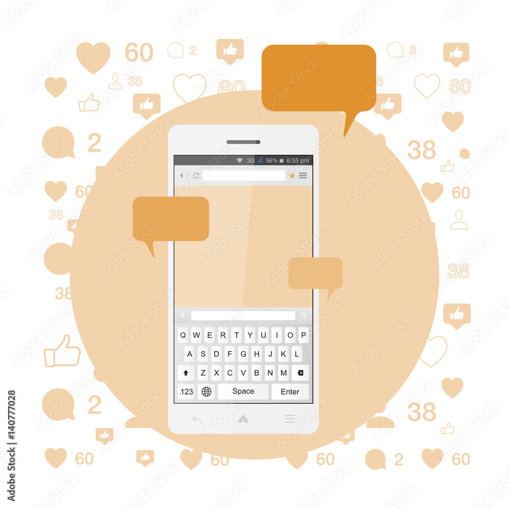 Poster social concept, a new message and a chat on the internet. notifications about a new message in the s