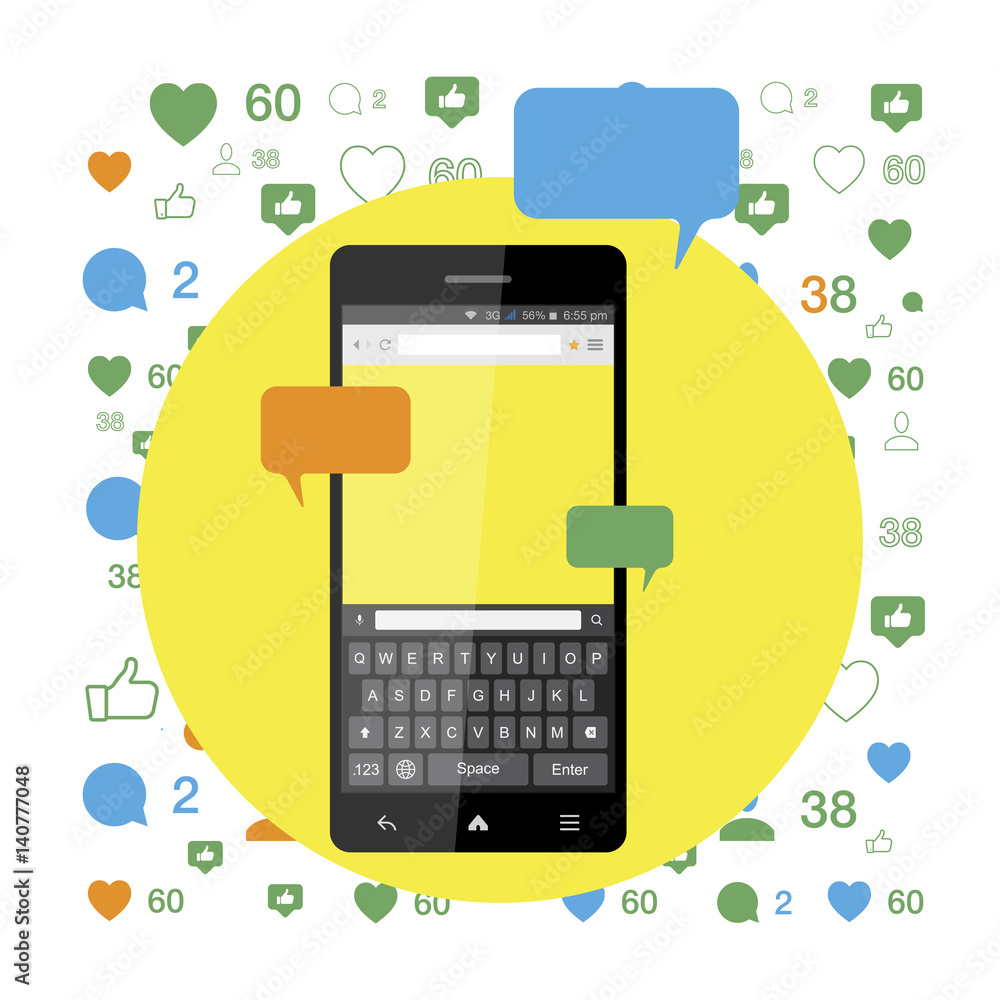 Poster social concept, a new message and a chat on the internet. notifications about a new message in the s
