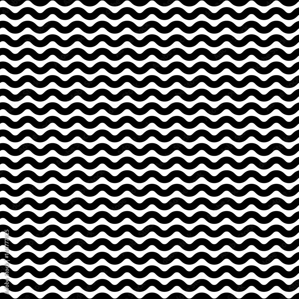 Poster Wavy zigzag lines seamless pattern. Distorted lines texture.