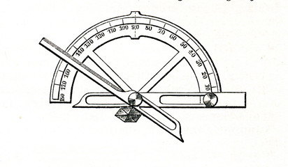 Manual goniometer for use in crystallography (from Meyers Lexikon, 1895, 7/754)
 - obrazy, fototapety, plakaty