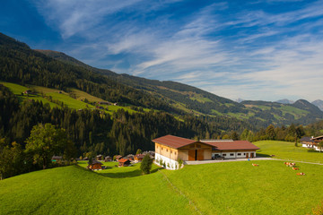Fototapeta na wymiar Autumn lanscape in Alpbach valley, Austria.