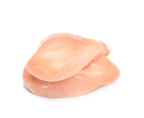 Raw chicken breast on white background