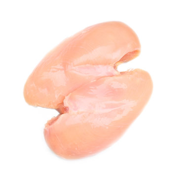 Raw chicken breast on white background