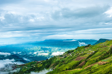 The road up to Phu Tub Berk mountain, with a winding path, in Phetchabun province, city of sweet...