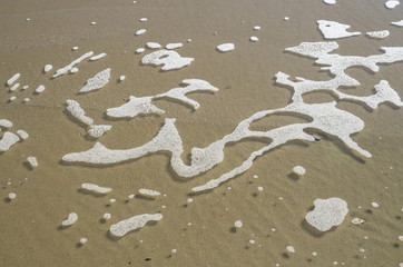 Meerschaum of sea wave  on the beach