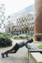 Ireland, Dublin, young man exercising in the city
