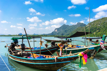 Naklejka na ściany i meble Boats in Khanom, Thailand