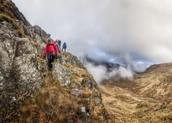 UK, Scotland, Glencoe, trekking at Sron na Lairig