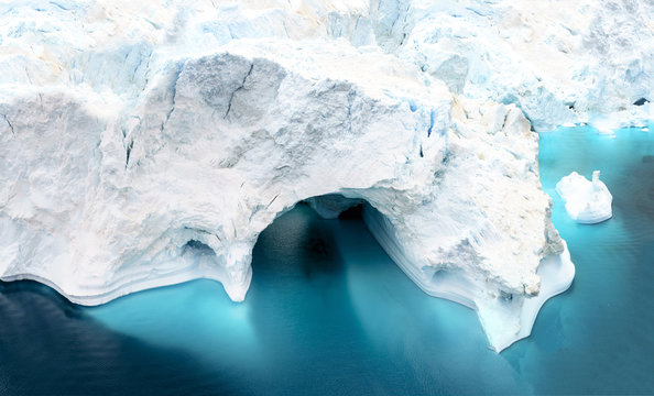 huge icebers on arctic ocean in Greenland