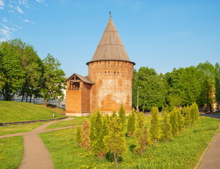 Tower with bell tower - fragment of ancient fortress in Smolensk