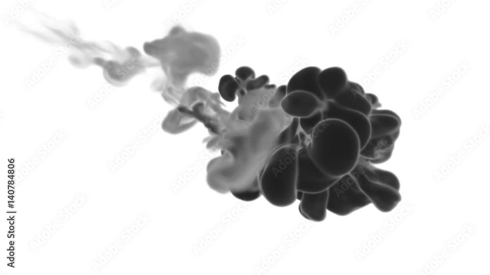 Poster close-up black ink or smoke with alpha mask underwater move in slow motion. vfx cloud of ink for tra